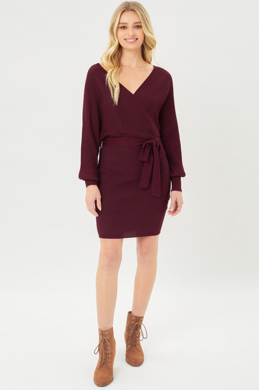 Wrap Knit Sweater Dress