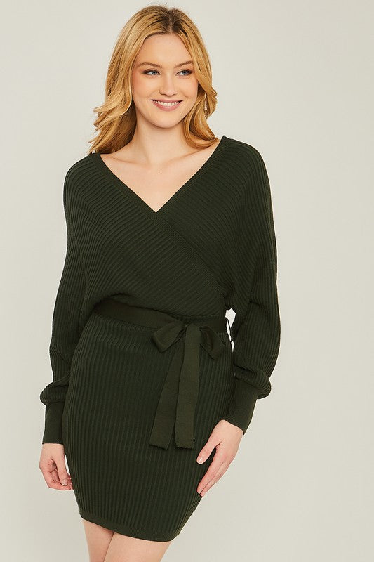 Wrap Knit Sweater Dress