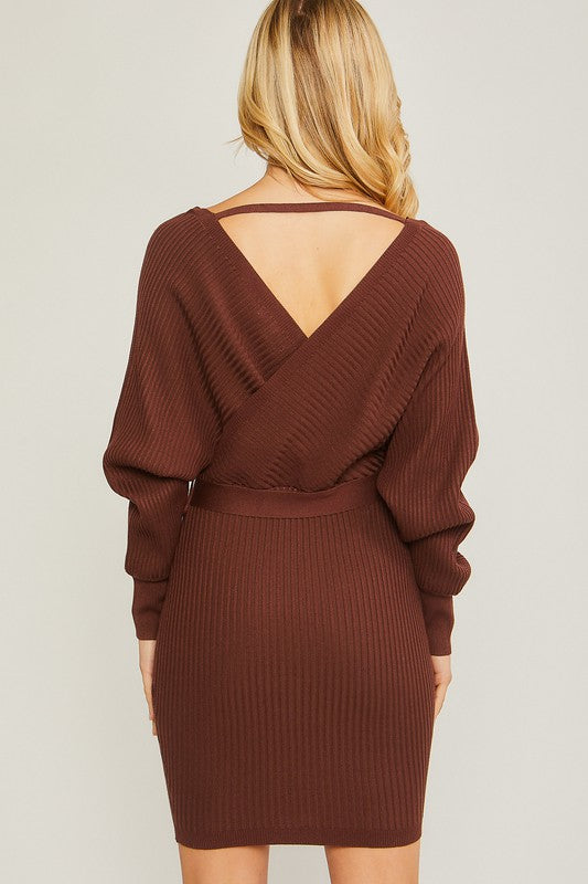 Wrap Knit Sweater Dress