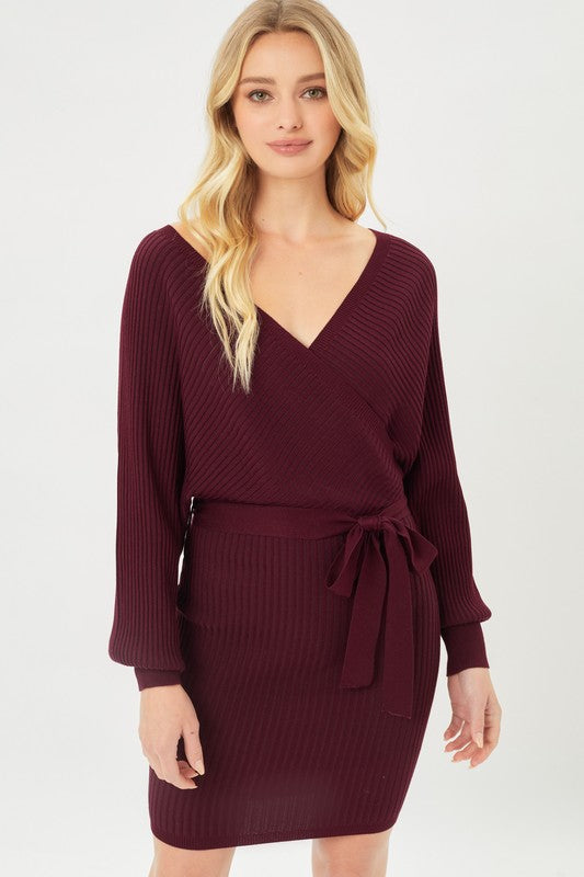 Wrap Knit Sweater Dress