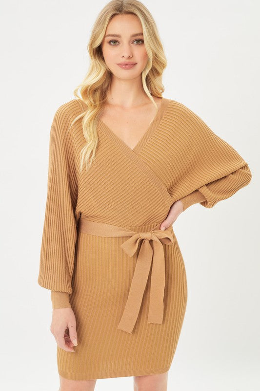 Wrap Knit Sweater Dress
