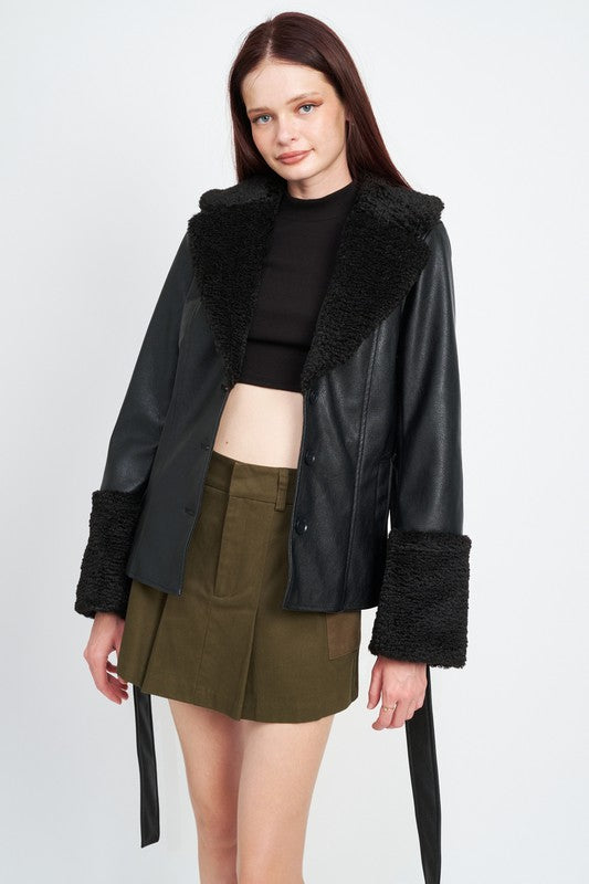 Mia Faux Shearing Trimmed Jacket