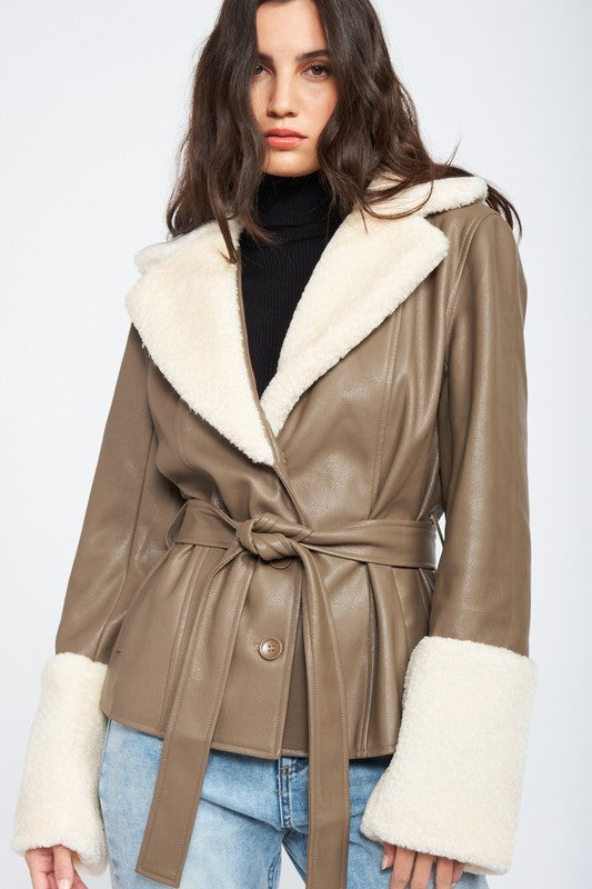 Mia Faux Shearing Trimmed Jacket